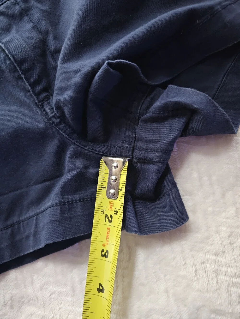 Vintage Mossimo Navy Low Rise Micro Mini Chino Shorts W/ Teal Waistband Size 9